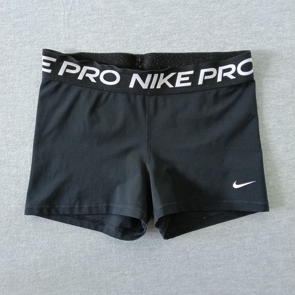 Nike Pro Dri-FIT Women Black Compression Athletic Training Shorts Size L
